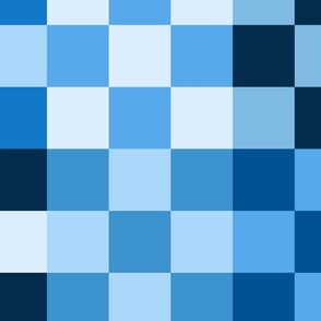 Multicolored checkered board - Blue monochrome