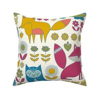 Children's Playroom Animal & Flowers Pattern