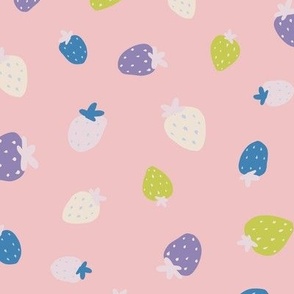 Berrylicious Bliss -  Strawberry  field - Cute and Colourful Strawberries in baby Pink
