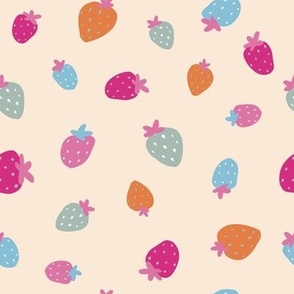 Berrylicious Bliss - Strawberry  field - Cute and Colourful Strawberries in cream tone
