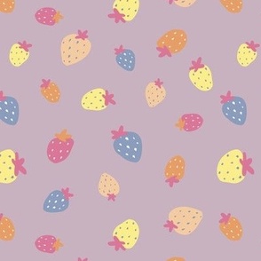 Berrylicious Bliss - Strawberry  field - Cute and Colourful Strawberries light lilac 