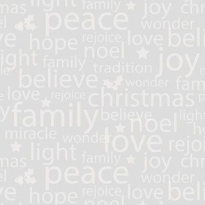 S ✹ Christmas Words, Holly, and Stars in Silver Gray for Festive Crafts