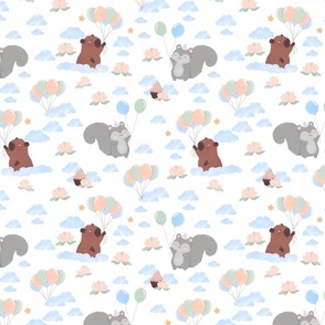 Balloons, Capybaras and Squirrels: Sky Party white background