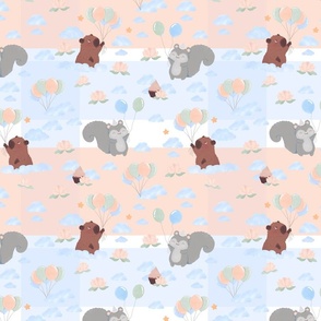 Balloons, Capybaras and Squirrels: Sky Party white background