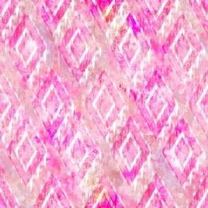 Hot Pink Party Diamonds - Medium Scale - Geometric Abstract Watercolor Distresssed Texture