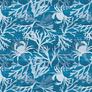 (M) painterly seashore - navy blue