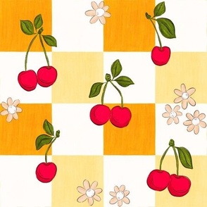 Cherry checkers - orange, yellow and white 