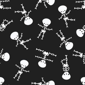 small dancing skeletons / black