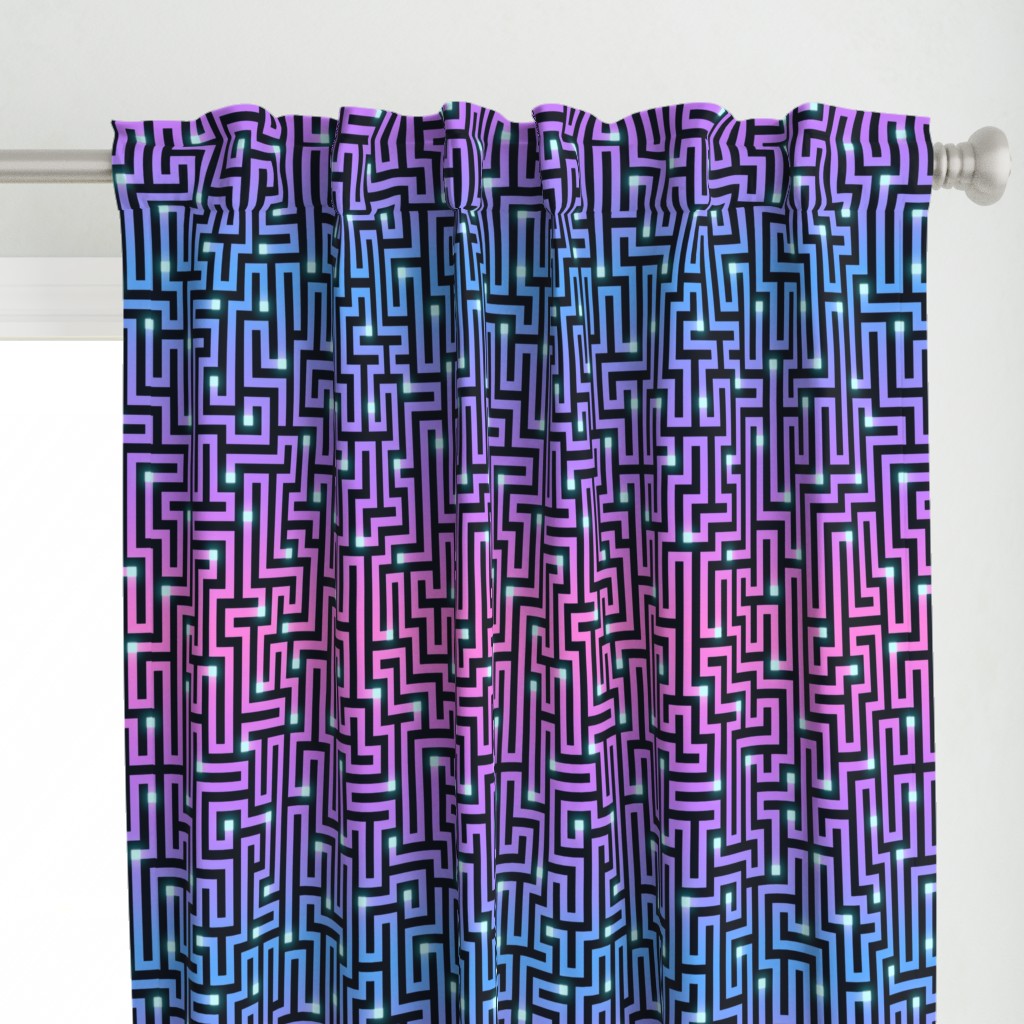 L Maze Quest Neon Violets Ombre 0072 A geometric abstract texture modern shape art