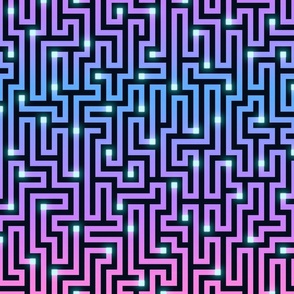 L Maze Quest Neon Violets Ombre 0072 A geometric abstract texture modern shape art