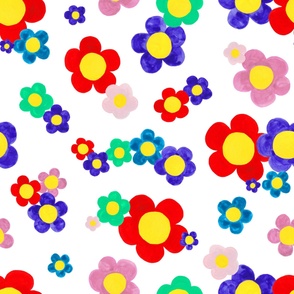 Bright flowers wallpaper 24 inches white