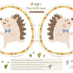 Cut and sew| Make your own pillow-Happy forest friends-hedgehog