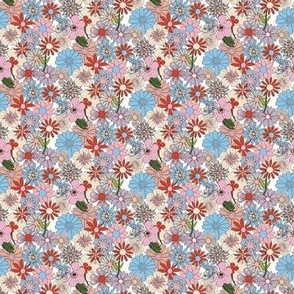 Chelsea* (Mini Red, White & Blue) || hand-drawn vintage floral