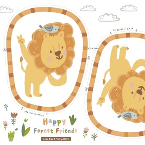 Cut and sew| Make your own pillow-Happy forest friends-Lion