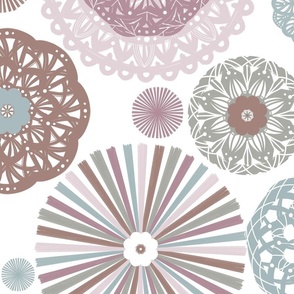 L|Rainbow Pinwheel Doily Lace Party Wall Mauve-©Lucinda Wei