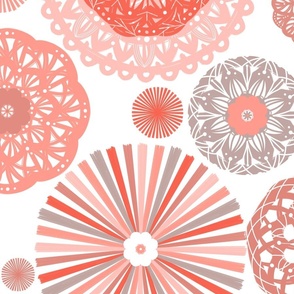 L|Rainbow Pinwheel Doily Lace Party Wall Coral-©Lucinda Wei