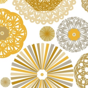 L|Rainbow Pinwheel Doily Lace Party Wall Mustard-©Lucinda Wei