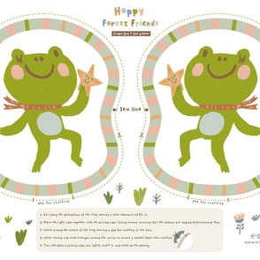 Cut and sew| Make your own pillow-Happy forest friends-frog