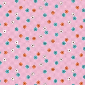 Meadow* (Mini Pink Cow) || vintage mod polka dot floral