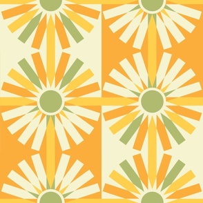 Sunshine Pinwheel Party! in orange, yellow gold, spring green and light yellow