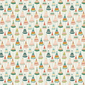Its a peacock Fiesta - Party hats over mint stripes S