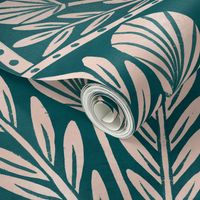 1920s Gatsby party wallpaper in teal green and pink, jumbo