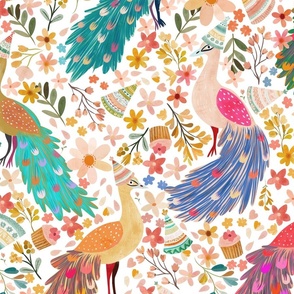 Its a peacock Fiesta Large - color confident wallpaper - Party decor - bright and colorful