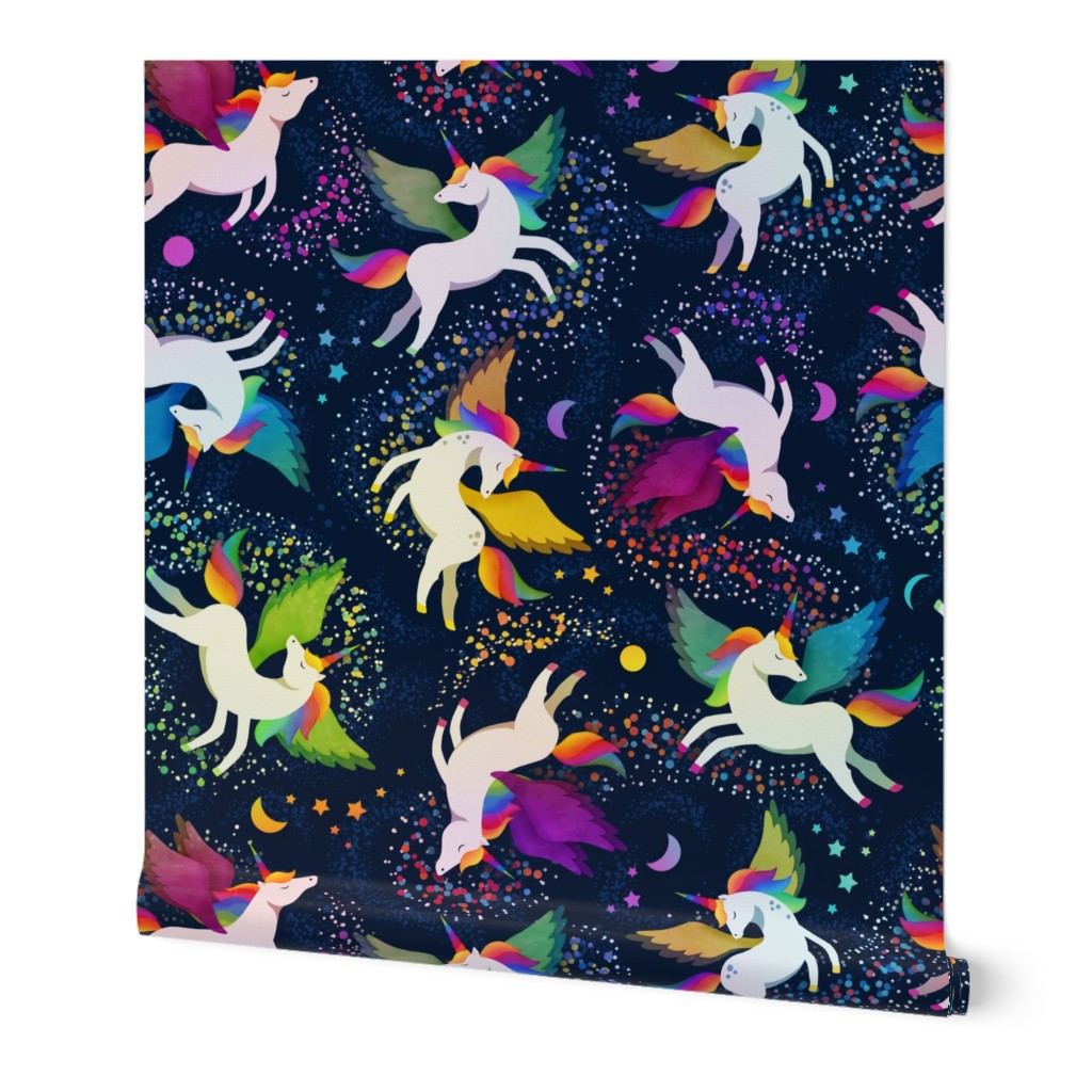 Joyful rainbow unicorn stars - playroom - children's bedroom