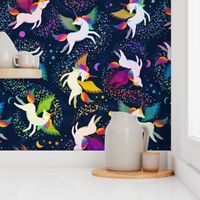 Joyful rainbow unicorn stars - playroom - children's bedroom