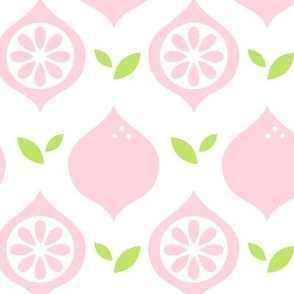 Geometric Pink Lemons with Leaves