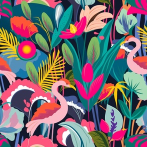 Flamingo Jungle - Large scale