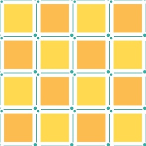 Squares grid - yellow tangerine turquoise