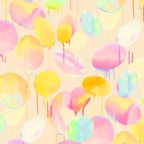 iridescent party confetti colorful painterly rainbow oval shapes with watercolor drip in sorbet pastels | Jumbo