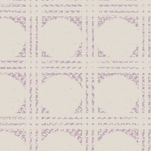 distressed Geo circle grid in lavender lilac and pearl white