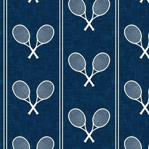 (small scale) Tennis Racquets - white/navy  - Vertical Stripes - LAD24
