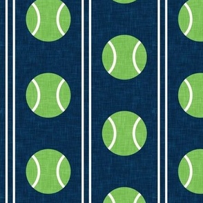 tennis balls - vertical stripes - green/navy - LAD24