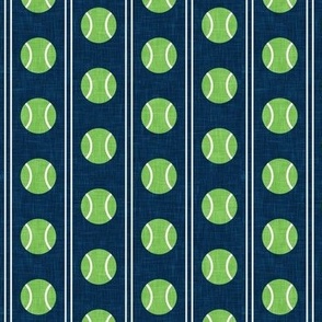 (small scale) tennis balls - vertical stripes - green/navy - LAD24