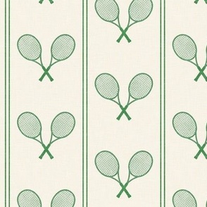 (small scale) Tennis Racquets - green/cream  - Vertical Stripes - LAD24