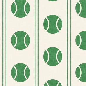 tennis balls - vertical stripes - green/cream -  LAD24
