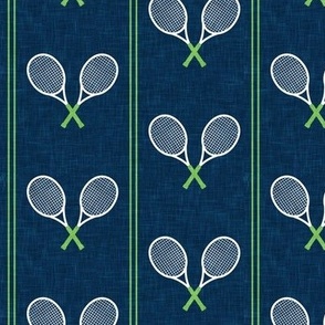(small scale) Tennis Racquets - green/navy  - Vertical Stripes - LAD24