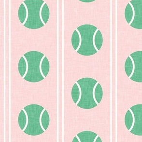  tennis balls - vertical stripes - green/pink - LAD24