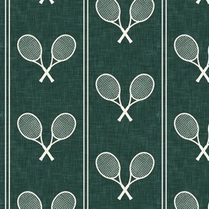 (small scale) Tennis Racquets - dark green  - Vertical Stripes - LAD24