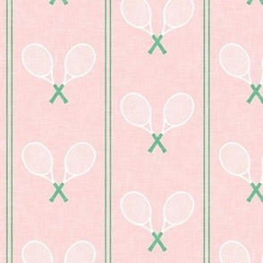 (small scale) Tennis Racquets - green/pink - Vertical Stripes - LAD24