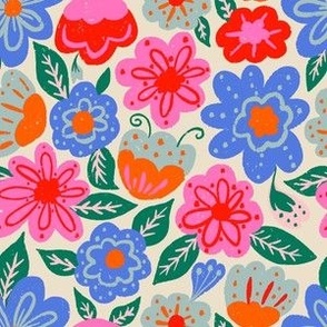 M,Vibrant Playful Party Wall Flowers-Shocking Pink,Crayola,Opal,Eggshell
