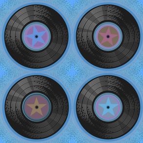 Vinyl record music party wallpaper blue