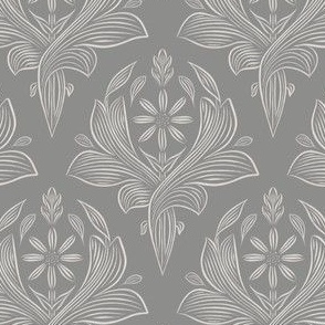 small scale // classic botanical line art - architectural gray_ coolest white