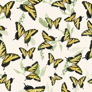 Tiger Swallowtail Butterfly 24" Repeat...great for large scale wallpaper.