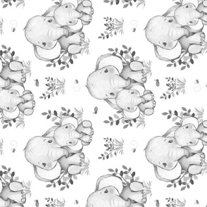 Safari Animals Elephant Baby Nursery Ladybug Bees Gray Rotated 