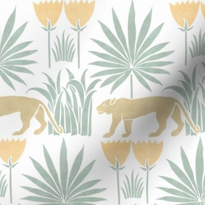 CFA Voysey "Lions, Palms, Grasses and Large Orange Flowers" 3 almost white