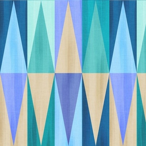 (L) Mid Mod Deco Diamond Party Wall 1. boho textured tonal pastels blue 